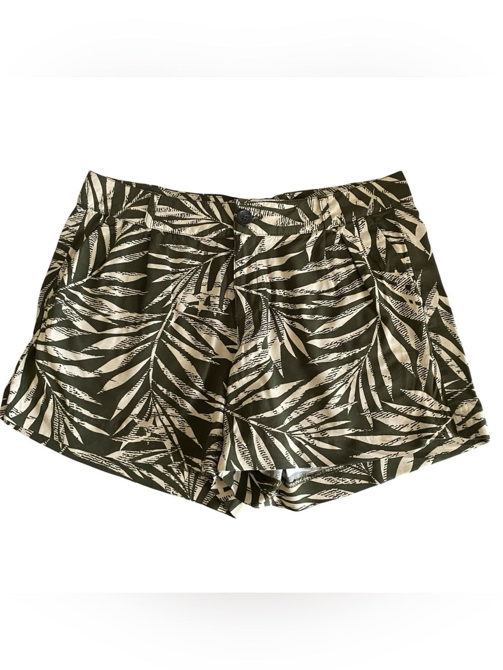 Banana Republic Factory Palm Print Shorts Size 6 Olive Green Tropical